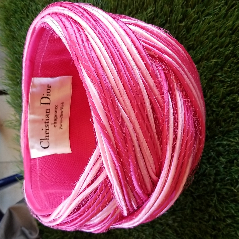 60s DIOR Christian Vtg Braided Pinks Netting Party Fashionista Collector Hat EVC - Picture 5 of 16